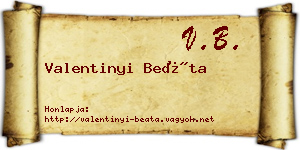 Valentinyi Beáta névjegykártya